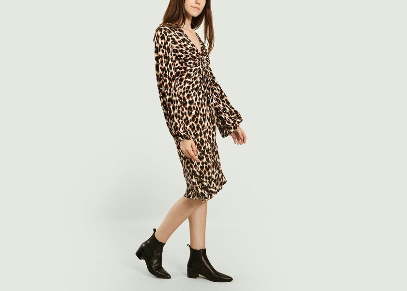 Black and Beige Freesios Leopard Print Dress