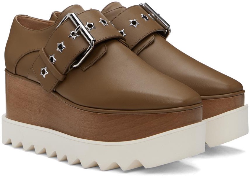 Brown Elyse Star-Studded Buckle Platform Derbys