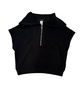 short sleeve 3/4 quarter zip top in black