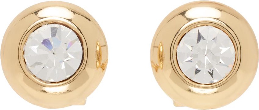 Gold Crystal Dome Stud Earrings