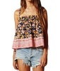 print knot shoulder flare cami top in blue/pink