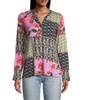 zanda split neck top in multicolor