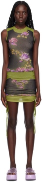 Black & Green 'The Fleurs Petit Grand' Minidress