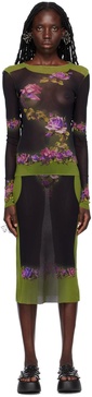 Black & Green 'The Fleurs Petit Grand' Midi Dress