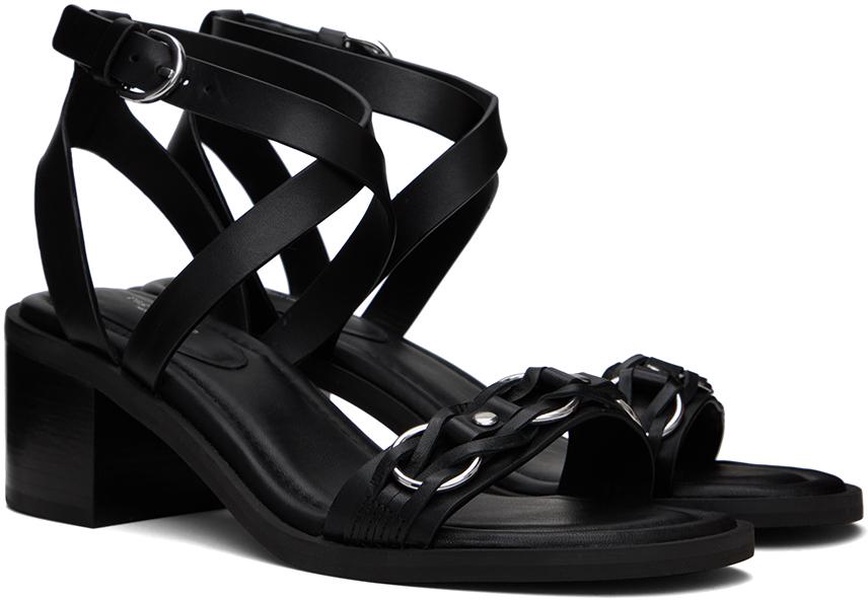 Black Geo Chain Block Heeled Sandals