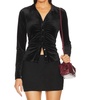 dreamgirl velvet button up shirt in black