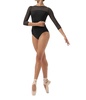 strap 3/4 sleeve leotard in black