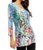 floral v neckline tunic in blue green