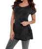 beaded short sleeve tunic in charcoal