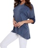 hooded drawstring tunic top in denim