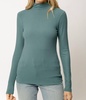 ribbed mock neck turtleneck top in teal