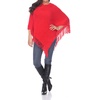 meera fringe poncho in red