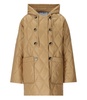 Beige Quilted Down Jacket with Hood in Recycled Nylon Woman