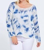 round neck sweater in blue/white