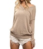 raw edged popcorn v-neck sweater in latte