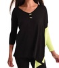 neon panel slit oversize tunic in black/lime