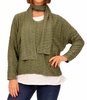 textured sweater w/ scarf in green