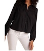 ladder trim long sleeve blouse in black