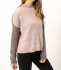 mock neck colorblock sweater in rose grey mix