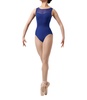 mirella marine chevron mesh back leotard in blue