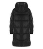 elisabetta franchi black satin hooded padded coat