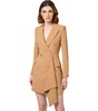 elisabetta franchi bronze double-breasted coat dress with ruffles