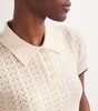 Wool-Cashmere Eyelet Polo Top