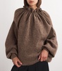 Oversized Pleated-Neck Sweater