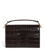 Croc-Embossed Leather T-Flap Top-Handle Bag