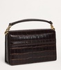 Croc-Embossed Leather T-Flap Top-Handle Bag