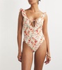 Frilled-Neck Paisley Print Swimsuit