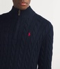 Cotton Cable-Knit Polo Pony Sweater