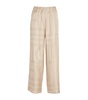 Monogram embroidered silk pants