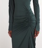 Slash-Neck Long-Sleeve Gown