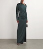 Slash-Neck Long-Sleeve Gown