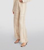 Monogram embroidered silk pants