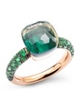 Mixed Gold, Prasiolite, Malachite and Tsavorite Nudo Ring