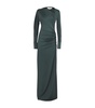 Slash-Neck Long-Sleeve Gown