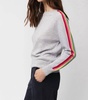 cashmere crewneck sweater with piping in gray