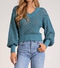 brie open knit sweater in peacock