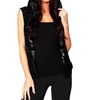 abstract stitch reversible hooded vest in black/white