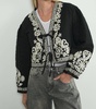 embroidered puff sleeve jacket in black