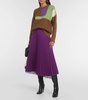 pleated midi skirt in aubergine