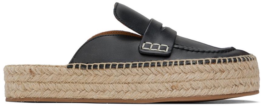 Black Leather Espadrilles