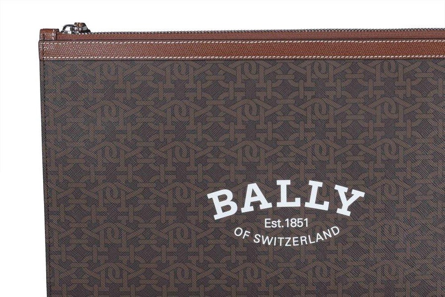 Bally Logo Monogram Zipped Clutch Bag