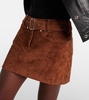 Belted suede miniskirt