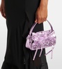 Bow-detail metallic leather shoulder bag