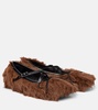 Criss Cross faux fur ballet flats