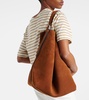 Belted suede tote bag