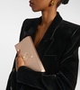 Loubi54 Small leather-trimmed silk clutch